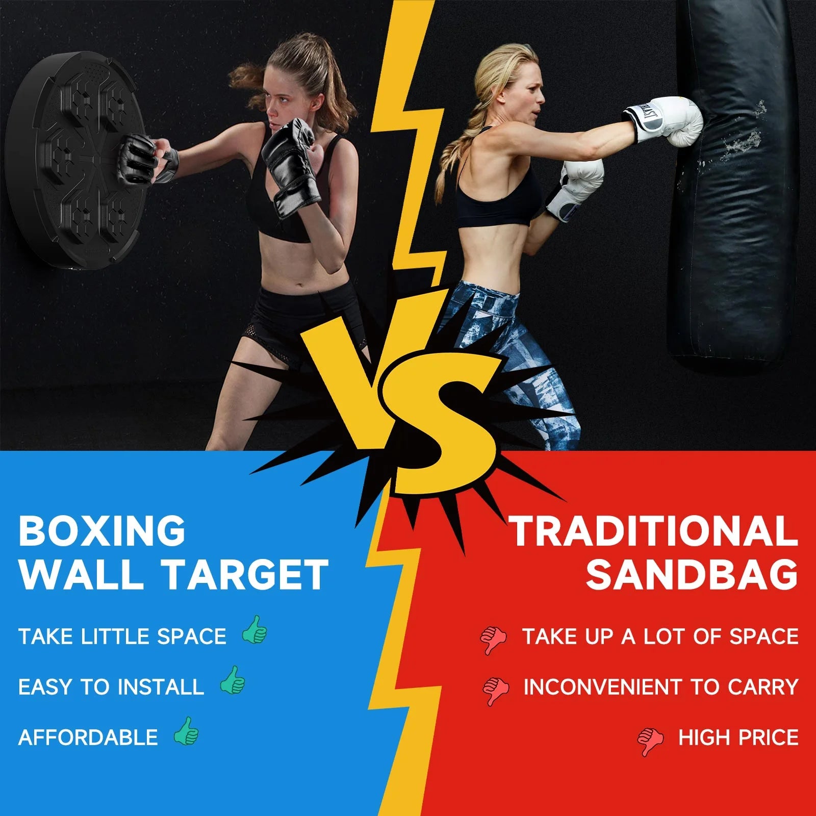 Wall Mount Boxing Training Target Fitness Shaping Rechargeable Bluetooth Music Indoor React Exercise Machine