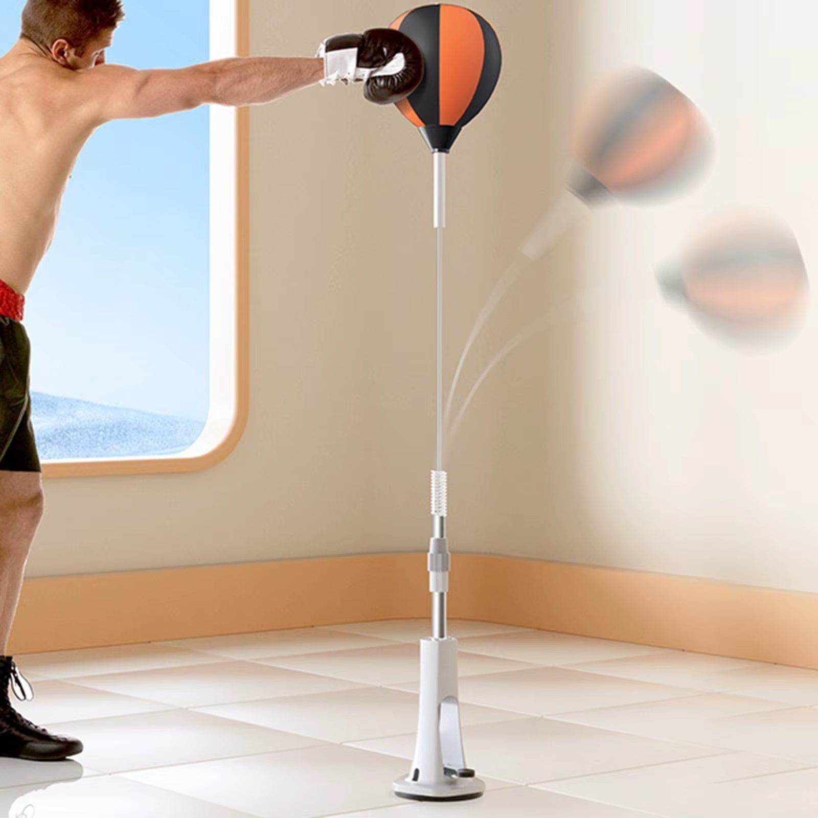 Boxing Reaction Ball Freestanding Suction Cup Base Adjustable Height Boxing Speed Ball for Workout Home Gym Fitness Mma Exercise