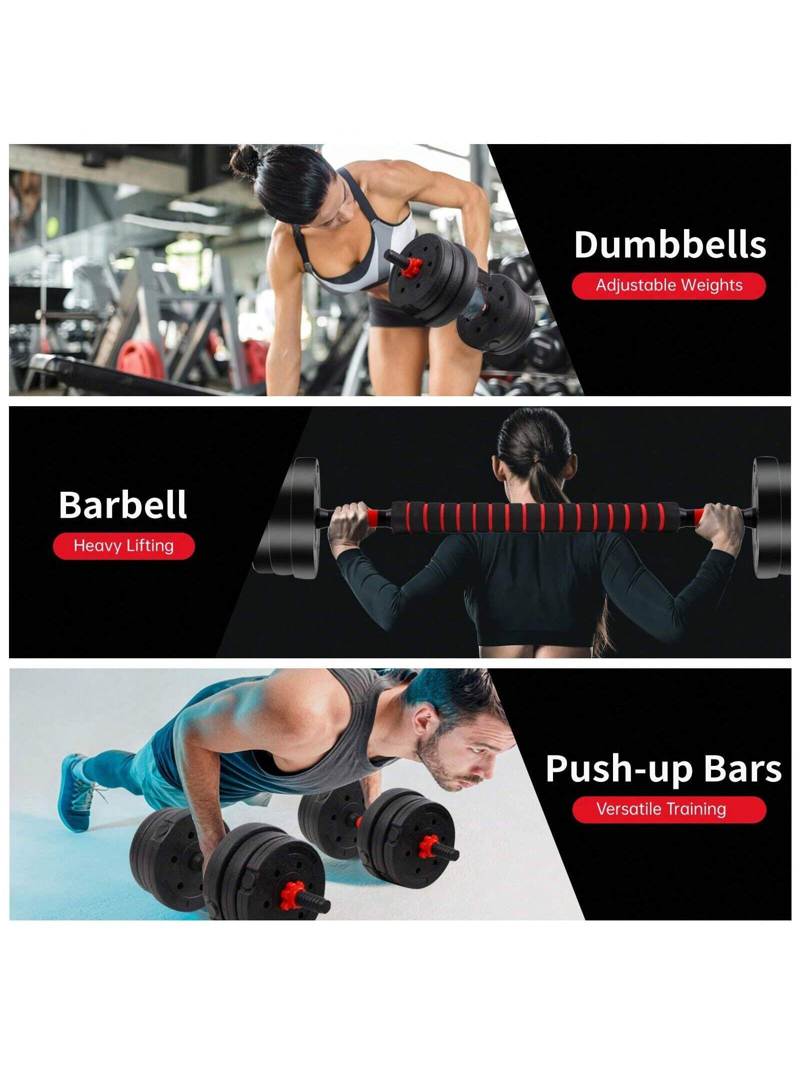 Adjustable Weights Dumbbells Set, 44LBS Barbell Weight Set for Home Gym,Dumbbells Set Hand Weights at Home,Push-Up,Free Weight Set Fitness Exercise Workout Equipment for Man Women