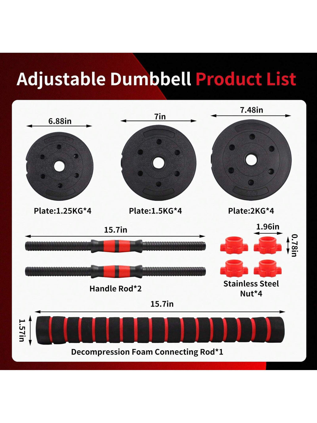 Adjustable Weights Dumbbells Set, 44LBS Barbell Weight Set for Home Gym,Dumbbells Set Hand Weights at Home,Push-Up,Free Weight Set Fitness Exercise Workout Equipment for Man Women