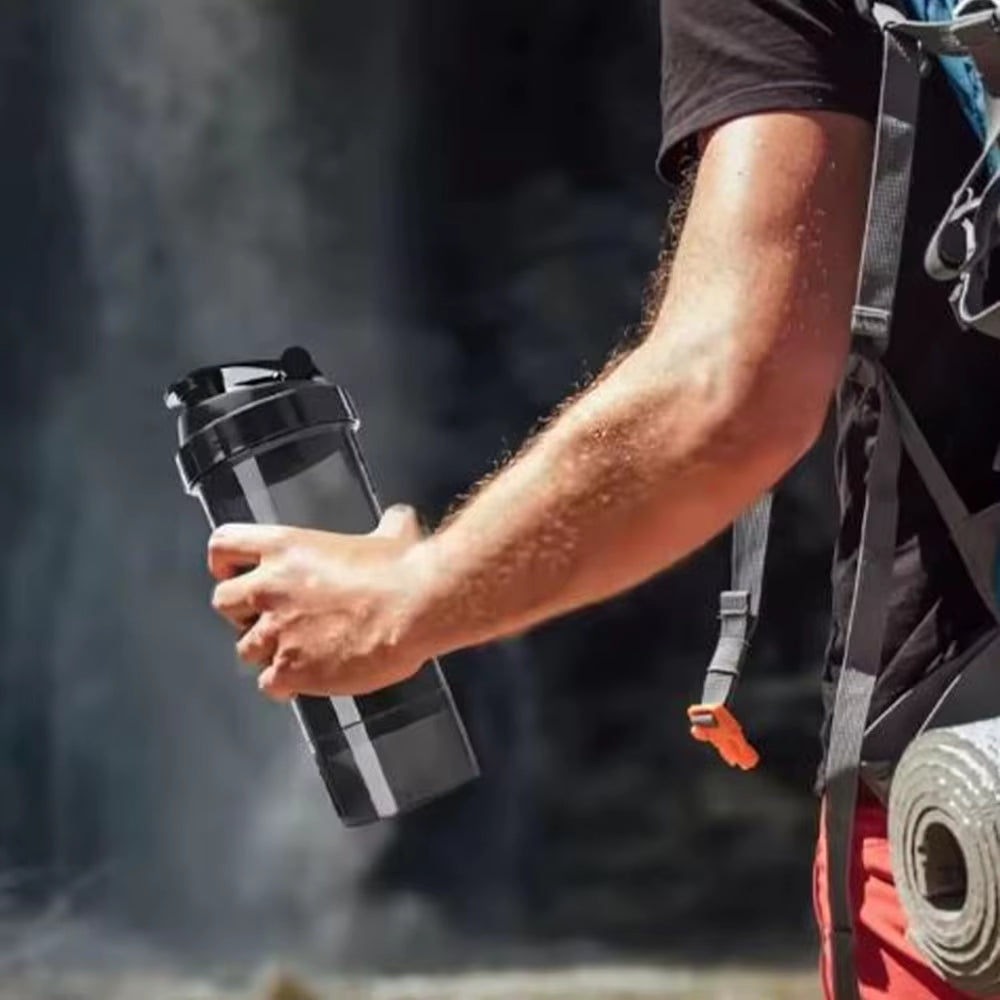 3 Layers Shaker Protein Bottle Powder Shake Cup Water Bottle Plastic Mixing Cup Body Building Exercise Bottle