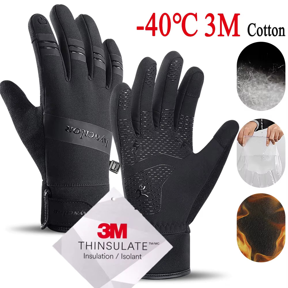 Outdoor Winter Cycling Gloves Touch Screen Motorcycle Gloves Windproof Sports Riding Ski Gloves Waterproof 3M Running Gloves
