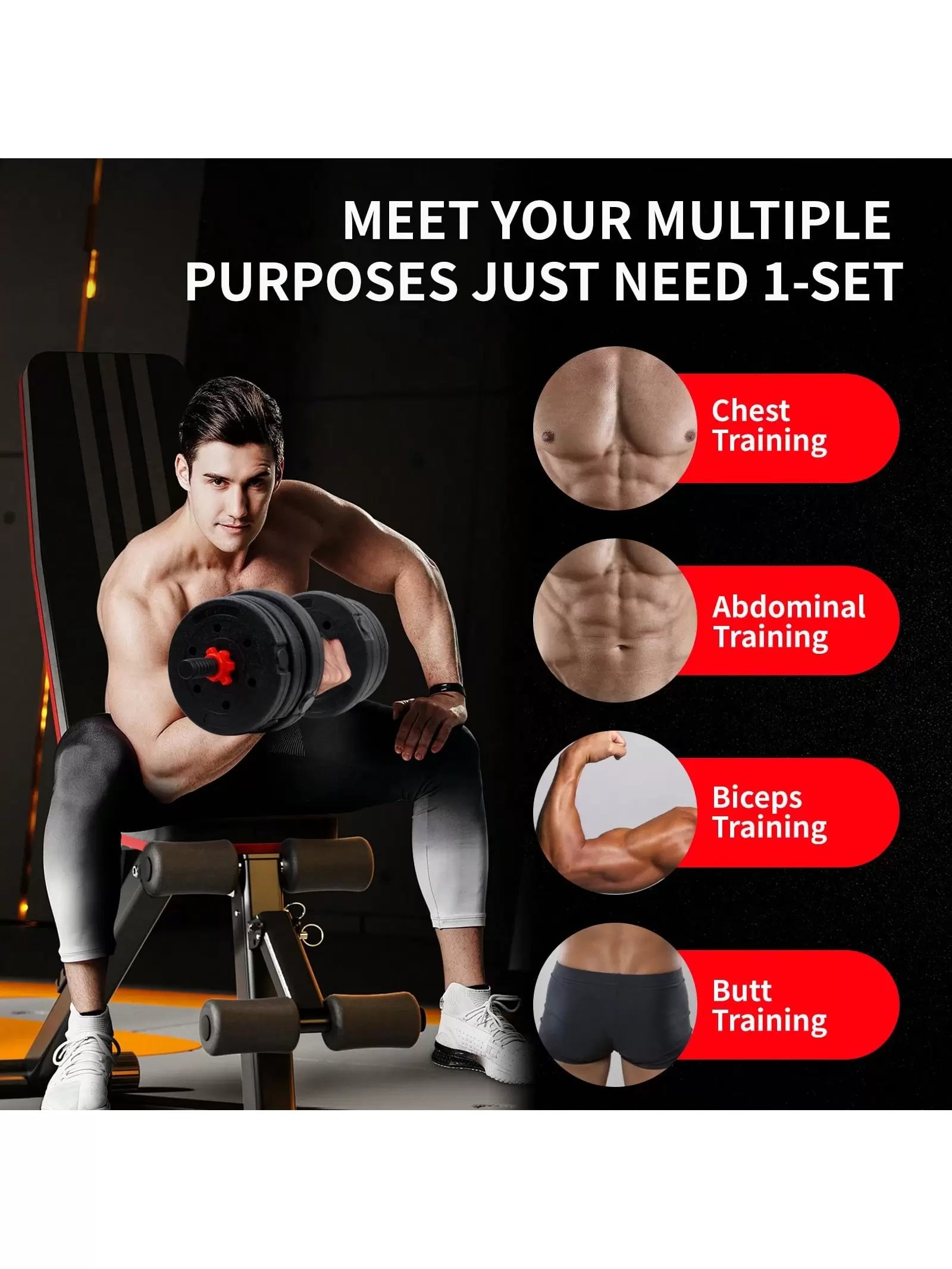 Adjustable Weights Dumbbells Set, 44LBS Barbell Weight Set for Home Gym,Dumbbells Set Hand Weights at Home,Push-Up,Free Weight Set Fitness Exercise Workout Equipment for Man Women