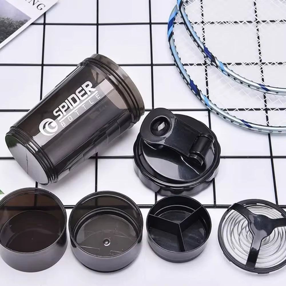 3 Layers Shaker Protein Bottle Powder Shake Cup Water Bottle Plastic Mixing Cup Body Building Exercise Bottle